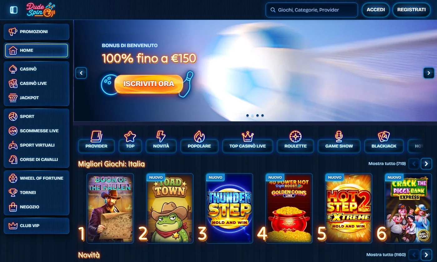 casino online paysafecard: la lobby di DudeSpin
